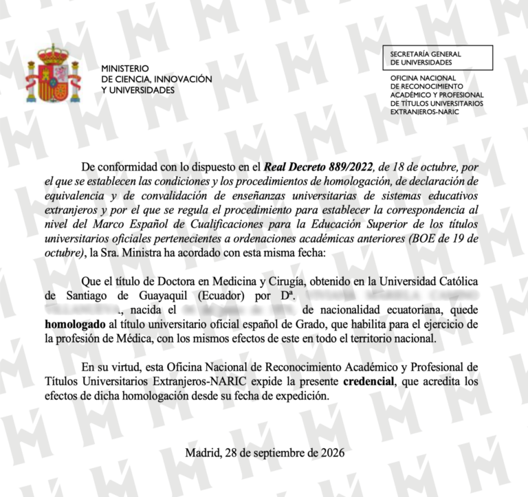 HOMOLOGACIÓN DE TÍTULO UNIVERSITARIO